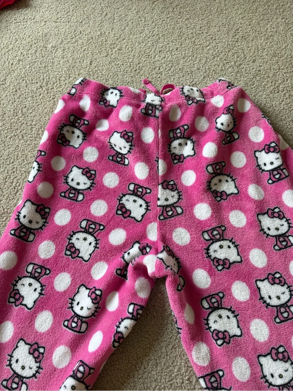 Hello Kitty Pink Polka Dot Fleece Pajama Bottoms